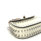 Gucci Boarded Dyana Lux Studded Calfskin Web Small Bamboo 1947 Top Handle Bag  Mystic White
