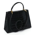 Hermes Shiny Alligator Kelly Sellier 28 Black