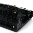 Hermes Shiny Alligator Kelly Sellier 28 Black