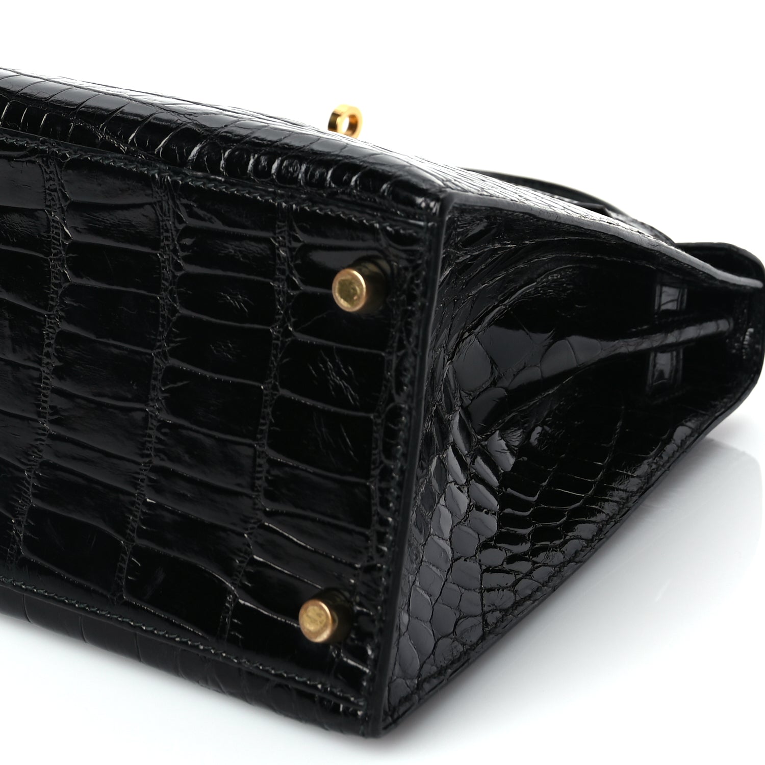 Hermes Shiny Alligator Kelly Sellier 28 Black