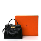 Hermes Shiny Alligator Kelly Sellier 28 Black