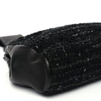 Chanel Tweed Lambskin Plexiglass CC Wristlet Black