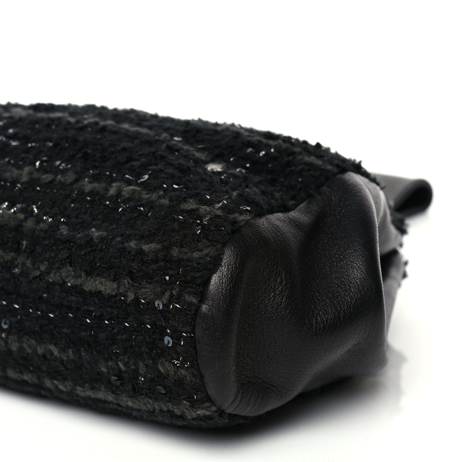 Chanel Tweed Lambskin Plexiglass CC Wristlet Black