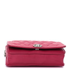 Chanel Lambskin Quilted Boy Wallet On Chain WOC  Pink