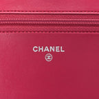 Chanel Lambskin Quilted Boy Wallet On Chain WOC  Pink