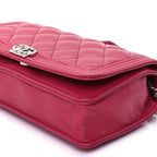 Chanel Lambskin Quilted Boy Wallet On Chain WOC  Pink
