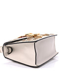 Gucci Calfskin Animal Studs Mini Sylvie Top Handle Bag White