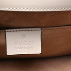 Gucci Calfskin Animal Studs Mini Sylvie Top Handle Bag White