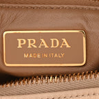 Prada Soft Calfskin Large Aimée Shoulder Bag  Travertine