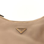 Prada Soft Calfskin Large Aimée Shoulder Bag  Travertine