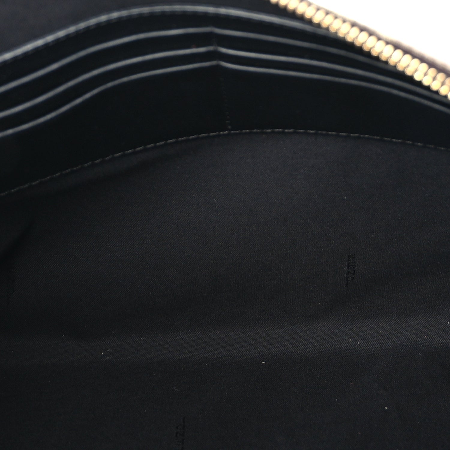 Fendi Glazed Fabric Vitello Century FF 1974 Stamp Patch Large Flat Pouch  Mogano Panna Black