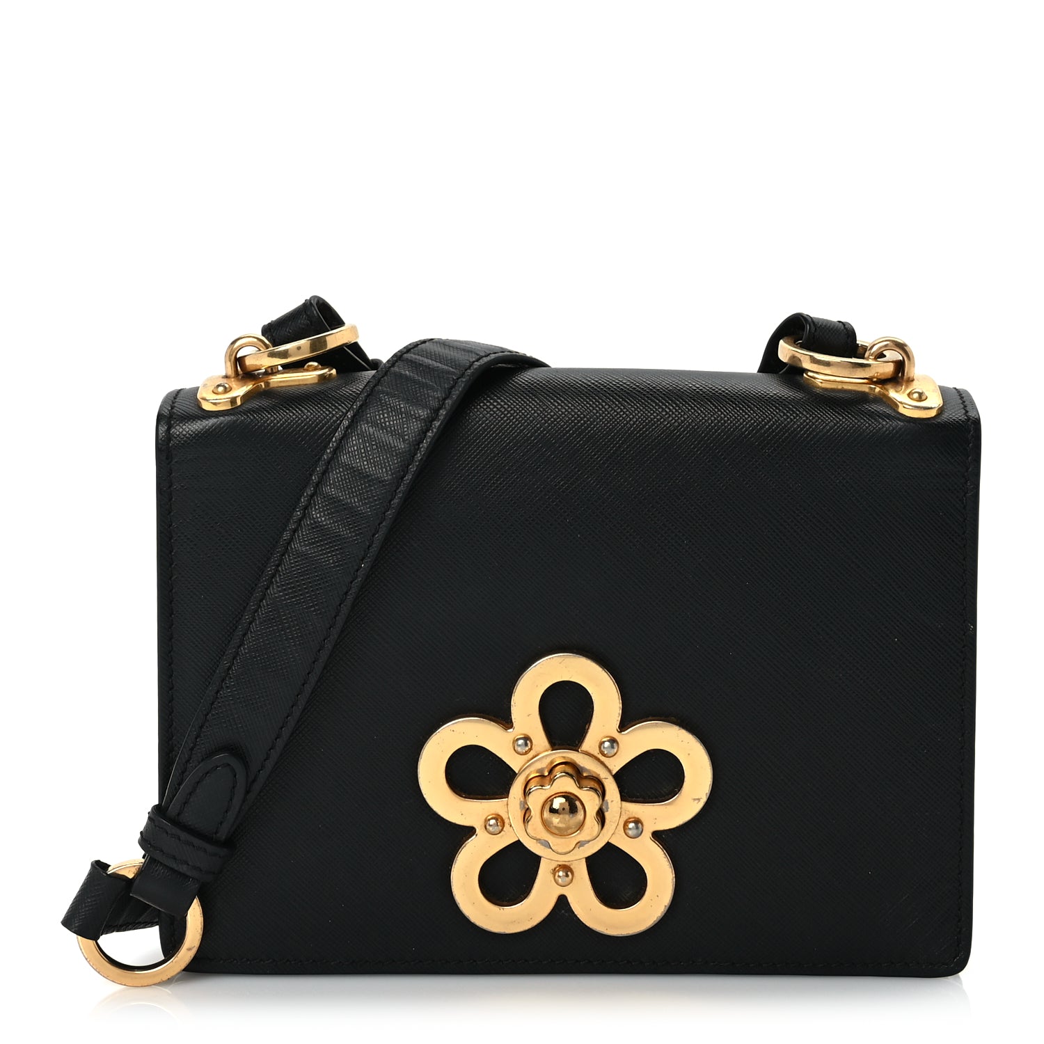 Prada Saffiano Corolle Crossbody Bag Black