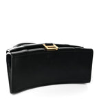 Balenciaga Shiny Box Calfskin Small Hourglass Top Handle Bag Black