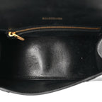 Balenciaga Shiny Box Calfskin Small Hourglass Top Handle Bag Black