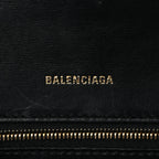 Balenciaga Shiny Box Calfskin Small Hourglass Top Handle Bag Black