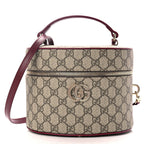 Gucci GG Supreme Monogram Ancora Calfskin Vanity Cosmetic Case Beige Ebony Rosso