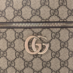 Gucci GG Supreme Monogram Ancora Calfskin Vanity Cosmetic Case Beige Ebony Rosso