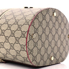 Gucci GG Supreme Monogram Ancora Calfskin Vanity Cosmetic Case Beige Ebony Rosso