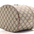 Gucci GG Supreme Monogram Ancora Calfskin Vanity Cosmetic Case Beige Ebony Rosso