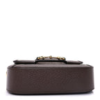 Gucci Monogram Jumbo GG Textured Dollar Calfskin Web Mini Horsebit 1955 Shoulder Bag Camel Ebony New Acero