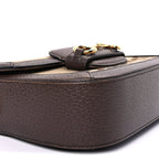 Gucci Monogram Jumbo GG Textured Dollar Calfskin Web Mini Horsebit 1955 Shoulder Bag Camel Ebony New Acero