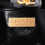 Chanel Shiny Lambskin Quilted Mini Cocodoc Top Handle Bag Black