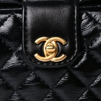 Chanel Shiny Lambskin Quilted Mini Cocodoc Top Handle Bag Black