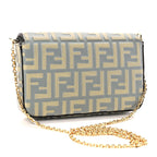 Fendi Vitello Liberty FF Diamonds Wallet On Chain Milk Sage