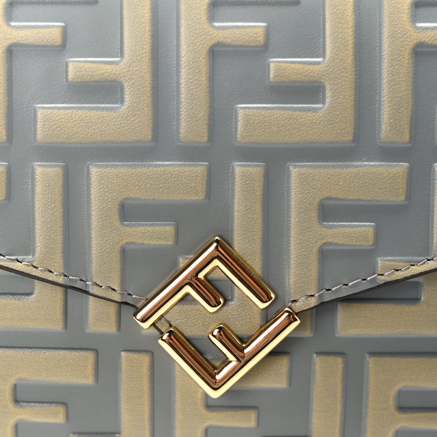 Fendi Vitello Liberty FF Diamonds Wallet On Chain Milk Sage