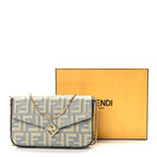 Fendi Vitello Liberty FF Diamonds Wallet On Chain Milk Sage