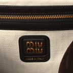 Miu Miu Camoscio Large Beau Top Handle Bag  Moro