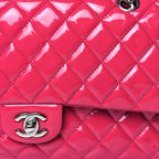 Chanel Patent Quilted Medium Double Flap Pink