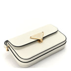 Prada Box Calfskin Triangle Embleme Flap Shoulder Bag  White