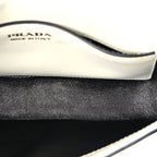 Prada Box Calfskin Triangle Embleme Flap Shoulder Bag  White