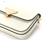 Prada Box Calfskin Triangle Embleme Flap Shoulder Bag  White