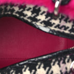 Christian Dior Tweed Crocodile Mink Plaid Medium Lady Dior Black Pink White