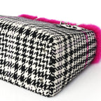 Christian Dior Tweed Crocodile Mink Plaid Medium Lady Dior Black Pink White