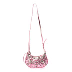 Balenciaga Metallic Agneau Arena Crystal Le Cagole Mini Purse With Chain Met Pink