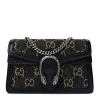 Gucci Jacquard Black Denim GG Monogram Super Mini Dionysus Shoulder Bag Black Ivory