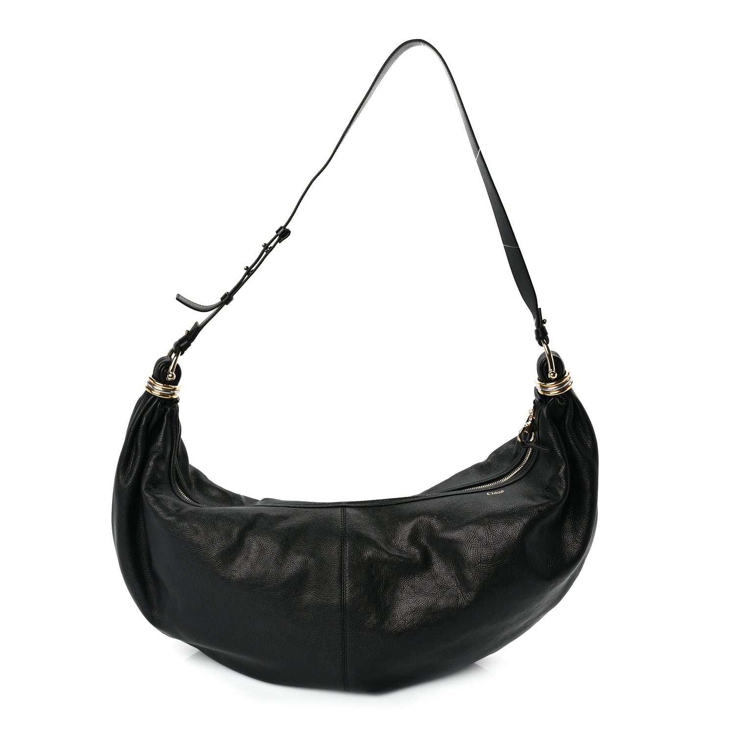 Chloe Grained Calfskin Large Bracelet Hobo Bag Black
