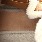 Chanel Suede Shearling Quilted Small Chanel 25 Handbag Beige White