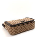 Gucci Monogram Large Flap Messenger Bag  Beige Dark Brown
