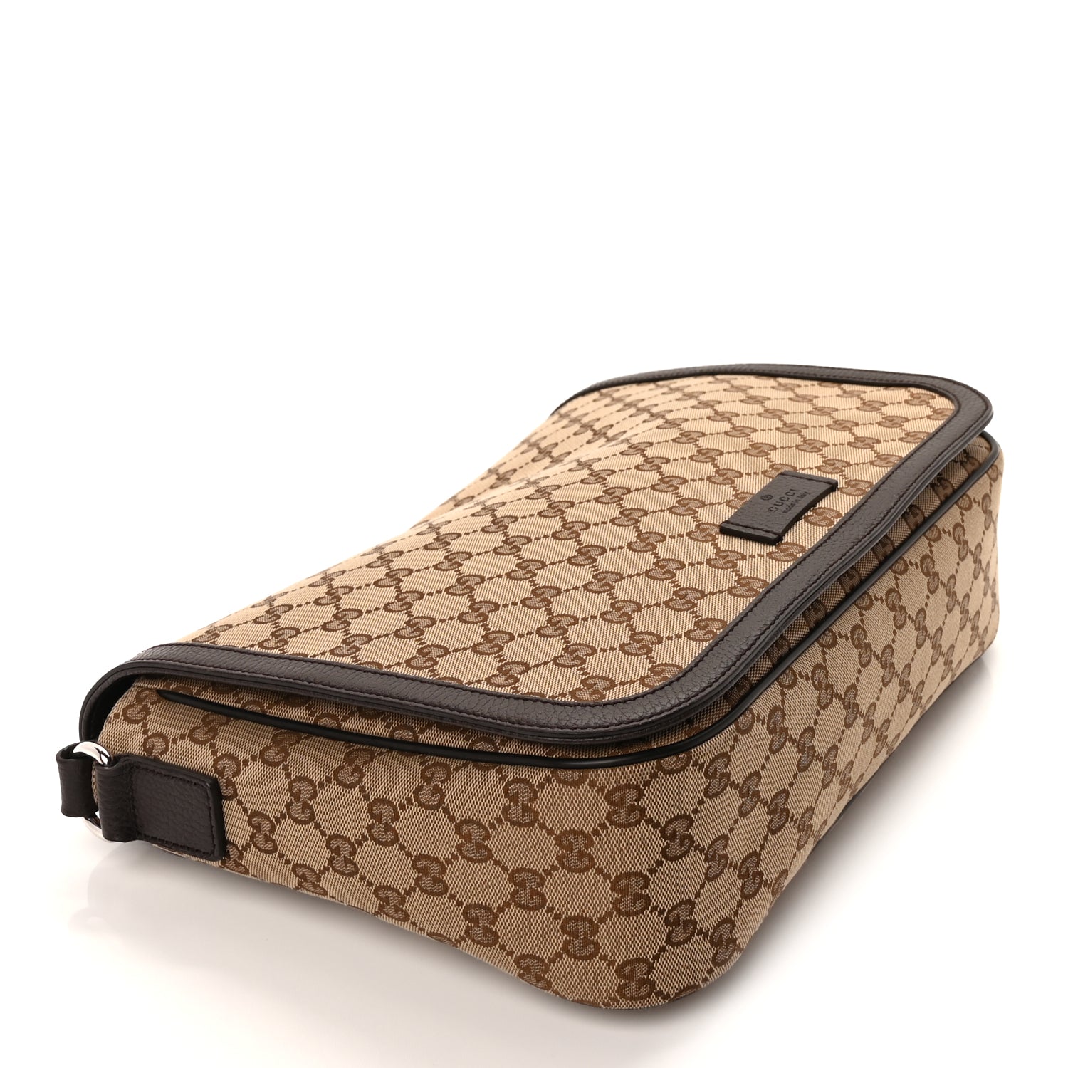 Gucci Monogram Large Flap Messenger Bag  Beige Dark Brown