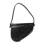 Christian Dior Patent Oblique Embossed Saddle Boxy Bag Black