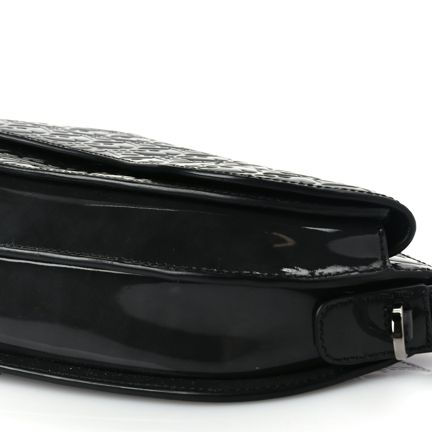 Christian Dior Patent Oblique Embossed Saddle Boxy Bag Black