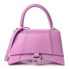 Balenciaga Shiny Box Calfskin Tonal B Small Hourglass Top Handle Bag Lilac