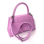Balenciaga Shiny Box Calfskin Tonal B Small Hourglass Top Handle Bag Lilac