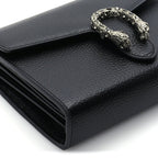 Gucci Calfskin Mini Dionysus Chain Wallet Black