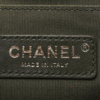 Chanel Fabric Chevron Braided Medium Boy Flap Black Dark Green