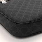 Gucci GG Supreme Monogram Appia Calfskin Web Large Messenger Bag Black Grey